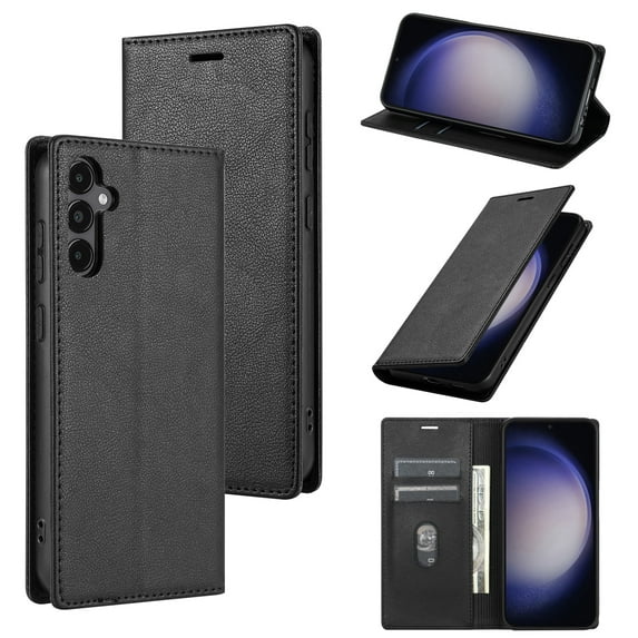 Allytech Galaxy A24 4G Wallet Case, RFID Blocking PU Leather Flip Cover Stand Business Retro Shockproof Protective Phone Case for Samsung Galaxy A24 4G - Black