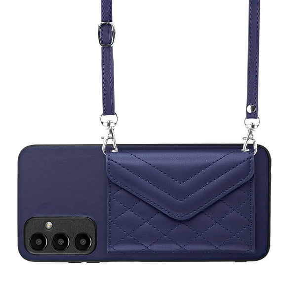 Allytech Galaxy A24 Wallet Case with Shoulder Strap, Luxury PU Leather RFID Blocking Protectve Anti-Scratch Bumper Cards Slots Magnetic Closure Phone Case Cover for Samsung Galaxy A24, Blue