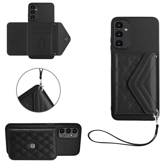 Allytech Galaxy A25 5G Wallet Case with Hand Wrist, Luxury PU Leather Shockproof RFID Blocking Cards Slots Stand Magnetic Closure Phone Case Cover for Samsung Galaxy A25 5G, Black