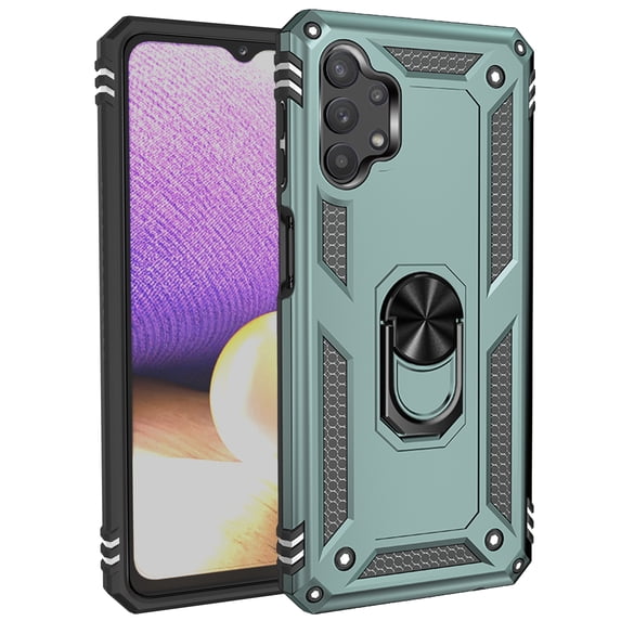 Allytech Galaxy A32 5G Case 6.5-inch, Rugged Military Grade Protection Back Cover with Ring Rotating Kickstand Holder Compatible with Car Mount Shockproof Case for Samsung Galaxy A32 5G - Darkgreen