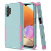 Allytech Galaxy A32 5G Phone Case, Hybrid TPU PC Military Grade Shockproof Protection Slim Scratch Resistant Bumper Defender Case Cover for Samsung Galaxy A32 5G 6.5-Inch - Celadon+Pink