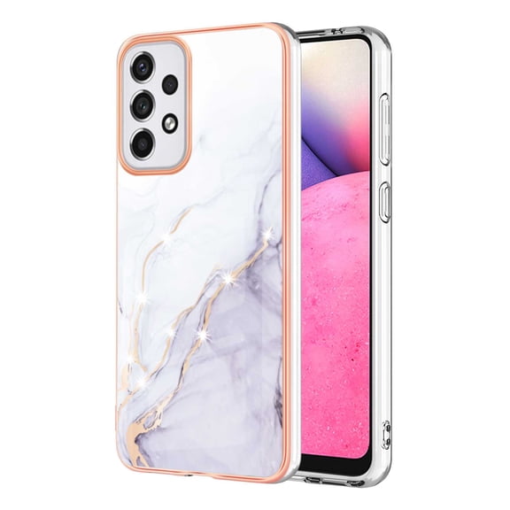 Allytech Galaxy A33 5G Case, Pretty Marble Design Heavy Duty Shockproof Hybrid Hard PC Soft TPU Bumper Three Layer Drop Protection Anti-Fall Cover Case for Samsung Galaxy A33 5G - White
