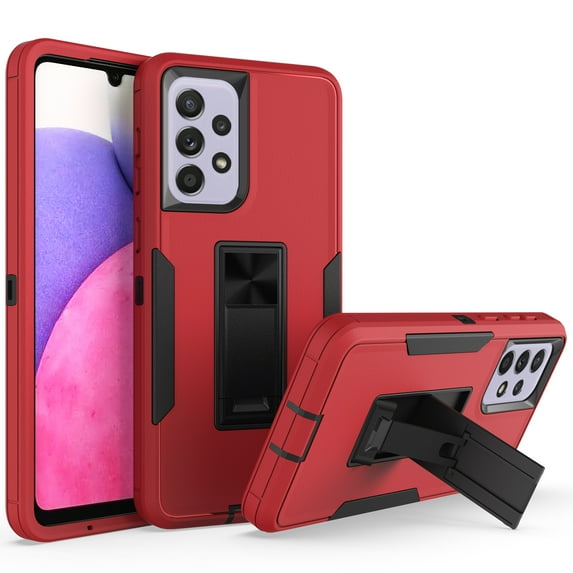 Allytech Galaxy A33 5G Case for Samsung A33 5G Cover, Hard PC + TPU Shockproof Anti-Scratch Built-in Kickstand Support Magnetic Car Mount Rugged Case for Samsung Galaxy A33 5G 6.4", Red+Black