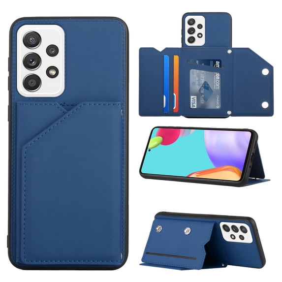 Allytech Galaxy A33 5G Case with Wallet, PU Lether Magnetic Clasp Cards Slots Kickstand Shockproof Protective Back Flip Case Wallet Cover for Samsung Galaxy A33 5G - Blue