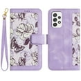 thumbnail image 1 of Allytech Galaxy A33 5G Wallet Case Cover, Flower Pattern PU Leather Shoulder Strap Hand Wrist Flip Cover for Girls Women Stand Protective Wallet Case for Samsung Galaxy A33 5G - Purple, 1 of 14