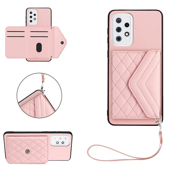 Allytech Galaxy A33 5G Wallet Case with Hand Wrist, Luxury PU Leather Shockproof RFID Blocking Cards Slots Stand Magnetic Closure Phone Case Cover for Samsung Galaxy A33 5G, Pink
