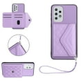 thumbnail image 1 of Allytech Galaxy A33 5G Wallet Case with Hand Wrist, Luxury PU Leather Shockproof RFID Blocking Cards Slots Stand Magnetic Closure Phone Case Cover for Samsung Galaxy A33 5G, Purple, 1 of 8