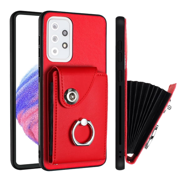 Allytech Galaxy A33 5G Wallet Case with Ring Holder Stand, Retro PU Leather Cards Slots Shockproof Kickstand Anti-Scratch Protective Phone Case for Samsung Galaxy A33 5G - Red
