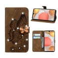 thumbnail image 1 of Allytech Galaxy A42 5G Case, Bling Diamond Butterfly Embossed Wallet Flip PU Leather Shockproof Magnetic Closure Card Slots Stand Case with Hand Strap for Samsung Galaxy A42 5G (6.6 inch), Brown, 1 of 5