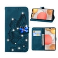 thumbnail image 1 of Allytech Galaxy A42 5G Case, Bling Diamond Butterfly Embossed Wallet Flip PU Leather Shockproof Magnetic Closure Card Slots Stand Case with Hand Strap for Samsung Galaxy A42 5G (6.6 inch), Blue, 1 of 5