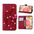 thumbnail image 1 of Allytech Galaxy A42 5G Case, Bling Diamond Butterfly Embossed Wallet Flip PU Leather Shockproof Magnetic Closure Card Slots Stand Case with Hand Strap for Samsung Galaxy A42 5G (6.6 inch), Red, 1 of 5