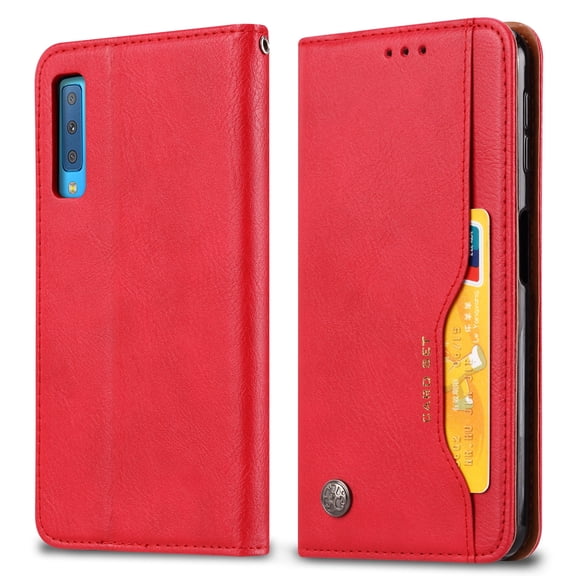 Allytech Galaxy A50 Wallet Case, PU Leather Slim Lightweight Shockproof Anti-Scratch Folio Kickstand Cards Note Pocket Folio Flip TPU Back Cover Wallet Cases for Samsung Galaxy A50 2019, Red
