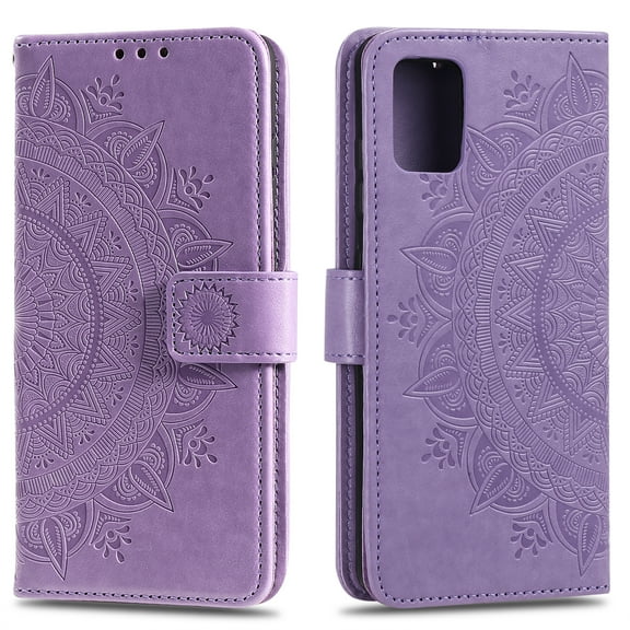 Allytech Galaxy A51 (4G) Case Cover, Premium PU Leather Folio Flip Kickstand Magnetic Clasp Wrist Strap Shockproof Anti-scratch TPU Back Cover Wallet Case for Samsung Galaxy A51 (4G), Purple