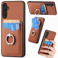 thumbnail image 1 of Allytech Galaxy A51 5G Wallet Case with Ring Holder Stand, Slim Fit Fashion Back Case with Cards Holder Lightweight Bumper Anti-Scratch Phone Case for Samsung Galaxy A51 5G - Brown, 1 of 1