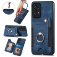 thumbnail image 1 of Allytech Galaxy A53 5G Case Wallet, RFID Blocking Multiple Cards Slots Ring Holder Stand Shockproof Protective Hand Wrist Wallet Case Cover for Samsung Galaxy A53 5G -Blue, 1 of 12