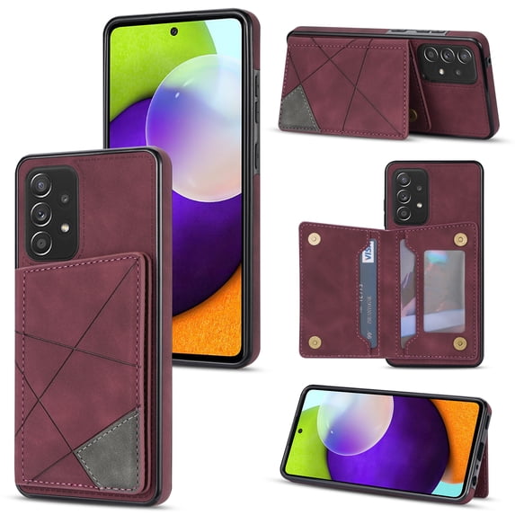 Allytech Galaxy A53 5G Wallet Case, Premium PU Leather Flip Stand Cards Slots Shockproof Drop Protective Magnetic Wallet Cover for Samsung Galaxy A53 5G 6.5" - Winered