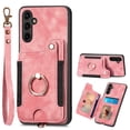 thumbnail image 1 of Allytech Galaxy A54 5G Case Wallet, RFID Blocking Multiple Cards Slots Ring Holder Stand Shockproof Protective Hand Wrist Wallet Case Cover for Samsung Galaxy A54 5G - Pink, 1 of 11