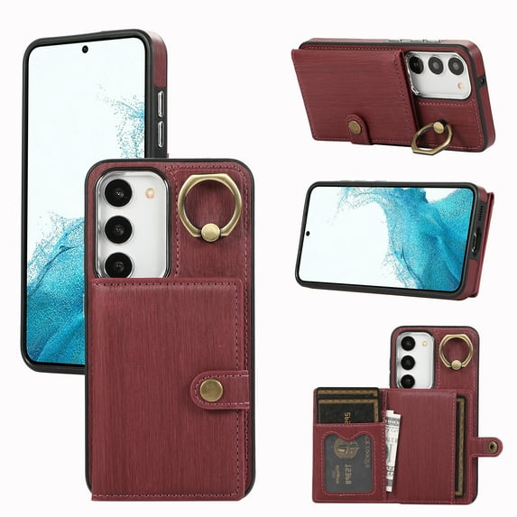 Allytech Galaxy A54 5G Wallet Case, 2023 Vintage PU Leather Slim Fit Back Cover with Cards Holder Ring Stand Shockproof Bumper Wallet Case for Samsung Galaxy A54 5G -Darkred