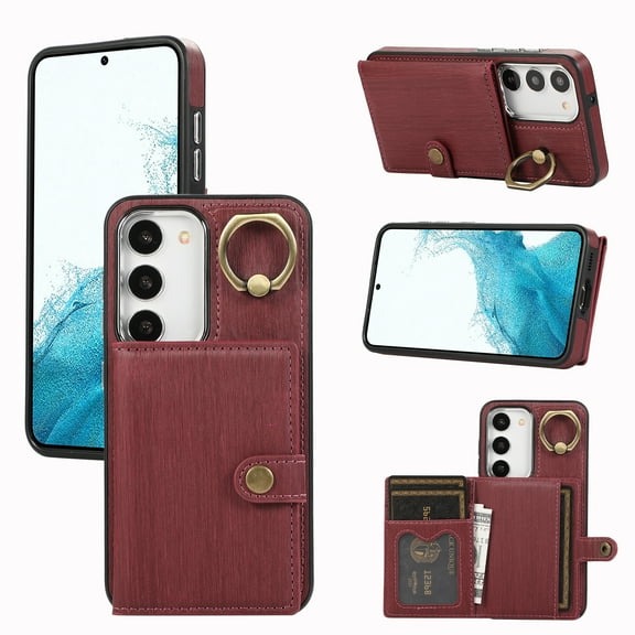 Allytech Galaxy A54 5G Wallet Case, 2023 Vintage PU Leather Slim Fit Back Cover with Cards Holder Ring Stand Shockproof Bumper Wallet Case for Samsung Galaxy A54 5G -Darkred