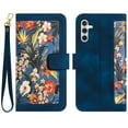 thumbnail image 1 of Allytech Galaxy A54 5G Wallet Case Cover, Flower Pattern PU Leather Shoulder Strap Hand Wrist Flip Cover for Girls Women Stand Protective Wallet Case for Samsung Galaxy A54 5G - Darkblue, 1 of 14