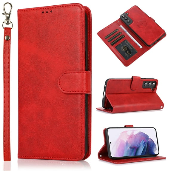 Allytech Galaxy A54 5G Wallet Case, Detachable Back Cover Magnetic Case Multiple Cards Slots Kickstand Folio Flip Wallet Case for Samsung Galaxy A54 5G - Red