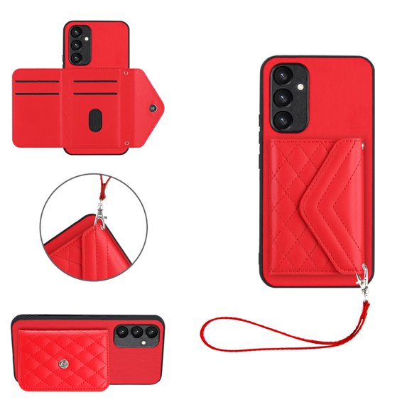 Allytech Galaxy A54 5G Wallet Case with Hand Wrist, Luxury PU Leather Shockproof RFID Blocking Cards Slots Stand Magnetic Closure Phone Case Cover for Samsung Galaxy A54 5G, Red