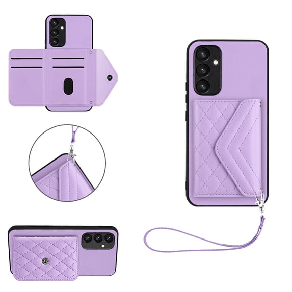 Allytech Galaxy A54 5G Wallet Case with Hand Wrist, Luxury PU Leather Shockproof RFID Blocking Cards Slots Stand Magnetic Closure Phone Case Cover for Samsung Galaxy A54 5G, Purple