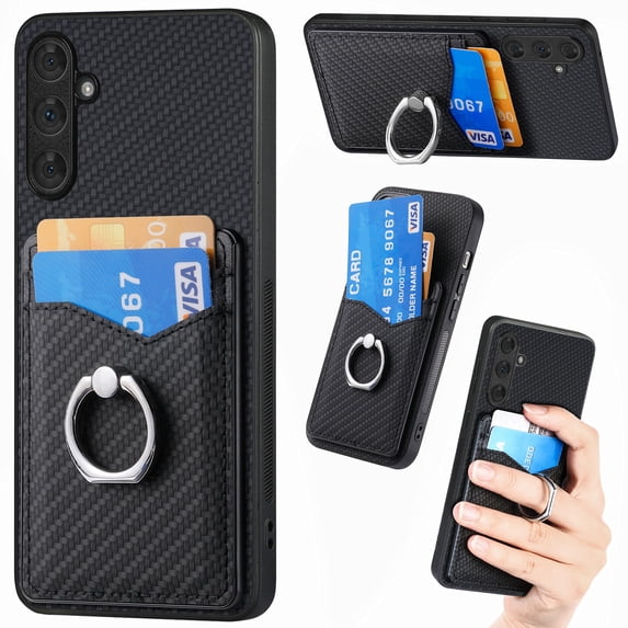Allytech for Galaxy Note 10 Case with Cards Holder, Rotating Ring Stand Slim Fit Wallet Back Cover Bumper Shockproof Phone Case for Samsung Galaxy Note 10 - Black