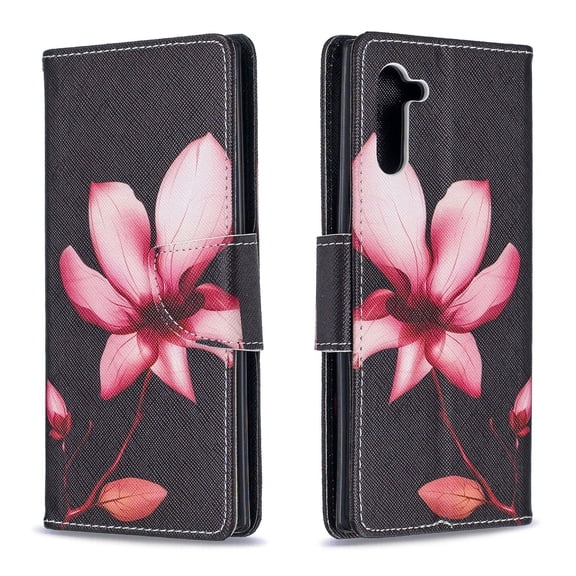 Allytech Galaxy Note 10 Case Wallet, PU Leather Slim Lightweight Stand Feature Cards Holder Folio Style Anti Slip Wallet Case Cover for Samsung Galaxy Note 10 2019 Released,Flower