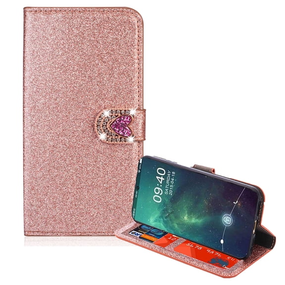 Allytech Galaxy Note 10 Pro (2019) Case Wallet, Bling PU Leather Folio Flip Stand Slim Lightweight Magnetic Closure Cards Cash Pouch Case Sleeves Shell for Samsung Galaxy Note 10 Pro, Rosegold
