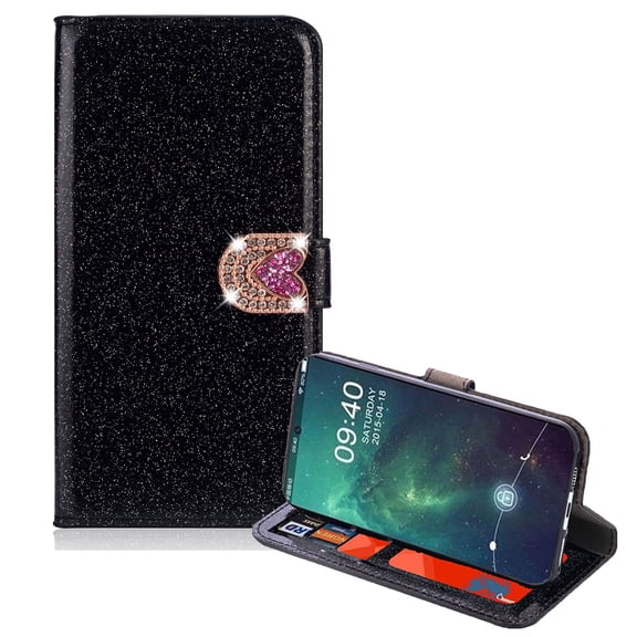 Allytech Galaxy Note 10 Pro (2019) Case Wallet, Bling PU Leather Folio Flip Stand Slim Lightweight Magnetic Closure Cards Cash Pouch Case Sleeves Shell for Samsung Galaxy Note 10 Pro, Black