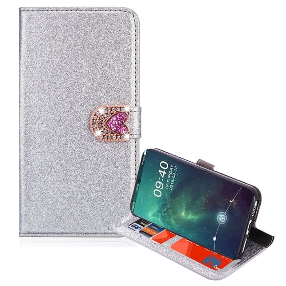 Allytech Galaxy Note 10 Pro (2019) Case Wallet, Bling PU Leather Folio Flip Stand Slim Lightweight Magnetic Closure Cards Cash Pouch Case Sleeves Shell for Samsung Galaxy Note 10 Pro, SilverSilver