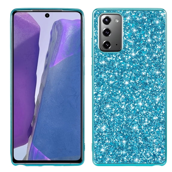 Allytech Galaxy Note 20 Case Glitter, Silicone TPU Slim Fit Wireless Charging Support Shockproof Anti-fingerprint Bumper Back Cover Case for Samsung Galaxy Note 20, Blue