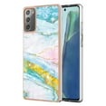 thumbnail image 1 of Allytech Galaxy Note 20 Case, Pretty Marble Design Heavy Duty Shockproof Hybrid Hard PC Soft TPU Bumper Three Layer Drop Protection Anti-Fall Cover Case for Samsung Galaxy Note 20 - Green Pink, 1 of 5