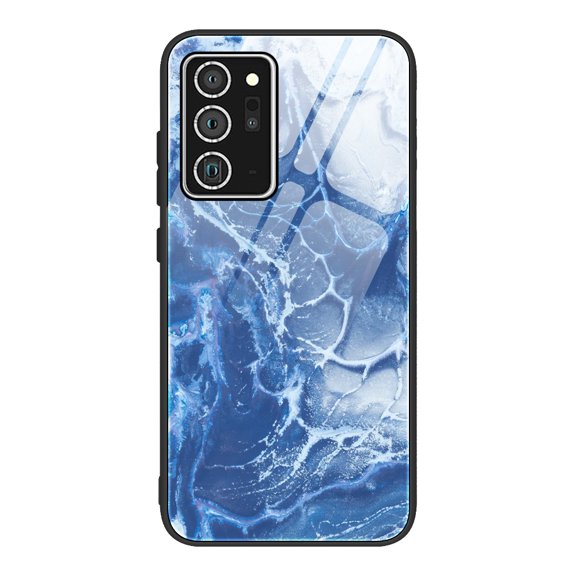 Allytech Galaxy Note 20 Cover, Slim Silicone Frame Tempered Glass Back Cover Anti-scratch Shockproof Drop Protection Bumper Defender Case Cover for Samsung Note 20, Blue Sea