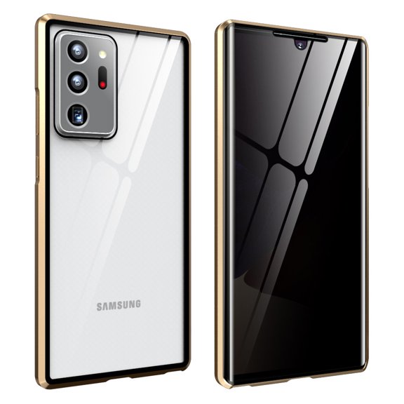 Allytech Galaxy Note 20 Ultra Case Anti-spy, Full Body Privacy Protection Double Tempered Glass Magnetic Adsorption Metal Bumper Shockproof Back Cover Case for Samsung Galaxy Note 20 Ultra,Gold