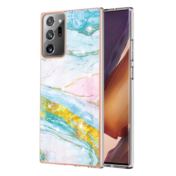 Allytech Galaxy Note 20 Ultra Case, Pretty Marble Heavy Duty Shockproof Hybrid Hard PC Soft TPU Bumper Three Layer Drop Protection Anti-Fall Cover Case for Samsung Galaxy Note 20 Ultra- Green Pink