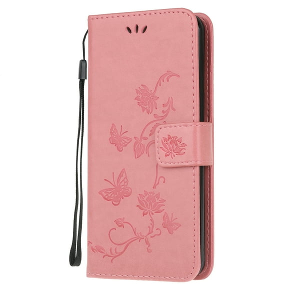 Allytech Galaxy Note 20 Ultra Cover, PU Leather Folding Stand Butterfly Embossed Credit Cards Slots Magnetic Closure Shockproof Anti-scratch TPU Back Cover for Samsung Galaxy Note 20 Ultra, Pink