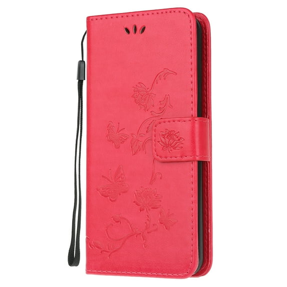 Allytech Galaxy Note 20 Ultra Cover, PU Leather Folding Stand Butterfly Embossed Credit Cards Slots Magnetic Closure Shockproof Anti-scratch TPU Back Cover for Samsung Galaxy Note 20 Ultra, Rose