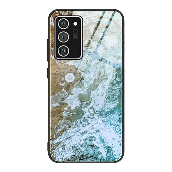 Allytech Galaxy Note 20 Ultra Cover, Slim Silicone Frame Tempered Glass Back Cover Anti-scratch Shockproof Drop Protection Bumper Defender Case Cover for Samsung Note 20 Ultra, Sea