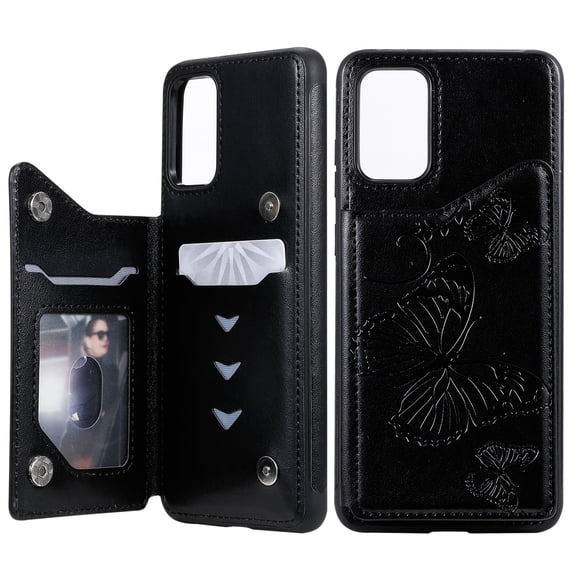 Allytech Galaxy S20+ Case 6.7", S20 Plus Wallet Case, Slim Fit Butterfly Embossed PU Leather Lightweight Shockproof Full Protection Cards Slots Back Cover Shell for Samsung Galaxy S20+, Black