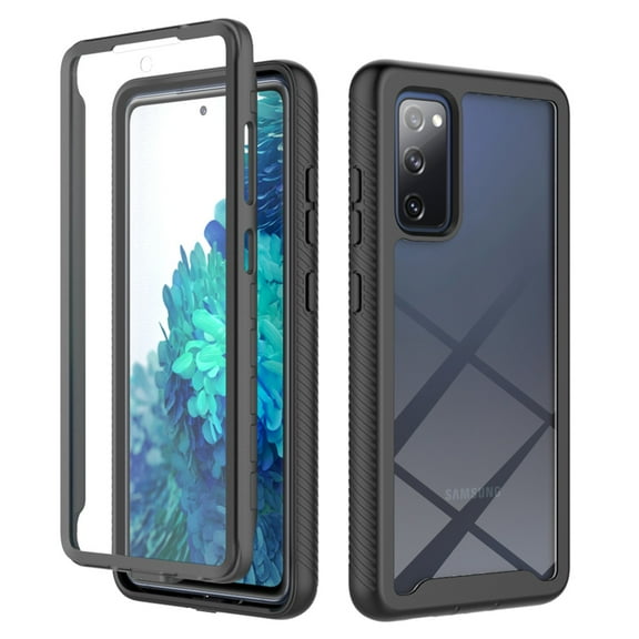 Allytech Galaxy S20 FE 4G/5G Case Clear, Build-in Screen Protector Shockproof Rugged Bumper Full Body Protective Clear Case Shell Cover for Samsung Galaxy S20 FE 2022 - Black