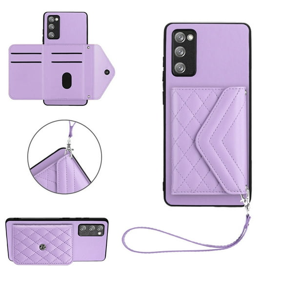 Allytech Galaxy S20 FE 5G/ S20 Lite Wallet Case with Hand Wrist, Back Cover Cards Slots Holder Luxury PU Leather Shockproof Anti-Scratch Bumper Phone Case for Samsung Galaxy S20 FE 5G/ S20 Lite,Purple