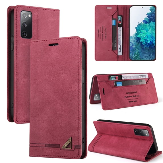 Allytech Galaxy S20 FE 5G Wallet Case, Galaxy S20 Lite Case, PU Leather RFID Blocking Cards Holders Protective Anti-scratch Flip Stand Wallet Case Cover for Samsung Galaxy S20 Fan Edition - Red