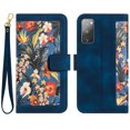 thumbnail image 1 of Allytech Galaxy S20 FE/ S20 Lite Wallet Case Cover, Flower Pattern PU Leather Shoulder Strap Hand Wrist Flip Cover for Girls Women Stand Protective Wallet Case for Samsung Galaxy S20 FE - Darkblue, 1 of 14