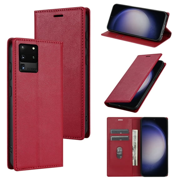 Allytech Galaxy S20 Plus Wallet Case with Cards Holder, PU Leather RFID Blocking Shockproof Flip Cover Stand Anti-Scratch Retro Business Wallet Case for Samsung Galaxy S20 Plus - Red
