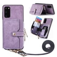 thumbnail image 1 of Allytech Galaxy S20 Plus Wallet Case with Crossbody Strap, Vintage PU Leather Large Zipper Pocket Cards Slots Stand Shockproof Wallet Case Cover for Samsung Galaxy S20 Plus - Purple, 1 of 9