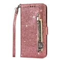 thumbnail image 1 of Allytech Galaxy S20 Ultra 5G Case Wallet, Slim Glitter Bling PU Leather Zipper Pocket Purse Cover with Wrist Strap Magnetic Closure Shockproof Case Cover for Samsung Galaxy S20 Ultra 6.9",Rosegold, 1 of 1