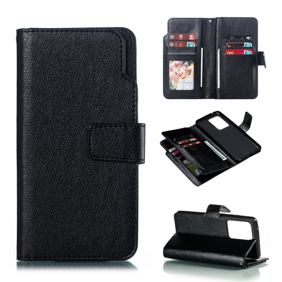 Allytech Galaxy S20 Ultra Case 6.9", Premium PU Leather 9 Cards Slots Book Style Magnetic Clasp Pocket Purse Folio Flip Kickstand Shockproof Cover for Samsung Galaxy S20 Ultra,Black