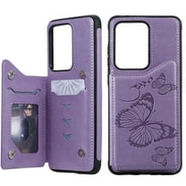 Allytech Galaxy S20 Ultra Case 6.9", S20 Ultra Wallet Case, Slim Fit Butterfly Embossed PU Leather Shockproof Full Protection Cards Slots Back Cover Shell for Samsung Galaxy S20 Ultra, Purple